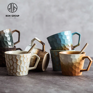 Taza Moderna de Cerámica con Diseño de Martillado para Chocolate Caliente, Té con Leche, Capuchino y Café, con Asa, para Uso en Casa, Oficina o Cafetería - Product Image 4