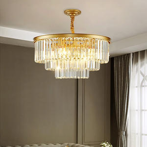 โคมไฟระย้าหรูหราสำหรับห้องนอนโรงแรมห้องนั่งเล่นโคมระย้าคริสตัล K9 LED สีทองหรูหรา - Product Image 1