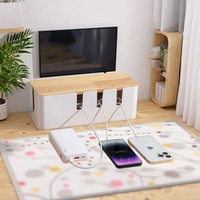 Boîte de rangement en bois Sunshine Collection avec organisateur de câbles en plastique pour salon, gestion des câbles, accessoire pour fils