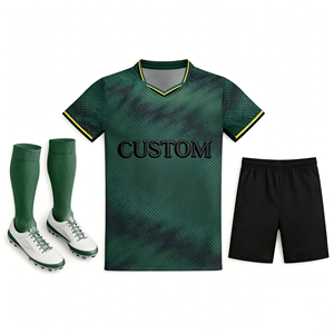 Nouveau maillot d'entraînement de football pour hommes, service OEM, nom personnalisé, haute qualité, 100% polyester, bleu/noir, séchage rapide, col rond, manches courtes - Product Image 1