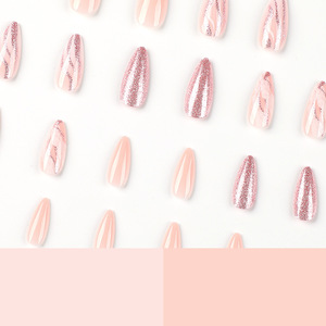 <span class=keywords><strong>Faux</strong></span> <span class=keywords><strong>ongles</strong></span> à presser en acrylique de designer, longs, style français, avec paillettes dorées <span class=keywords><strong>et</strong></span> <span class=keywords><strong>blanc</strong></span> dégradé, pour femmes - Product Image 5