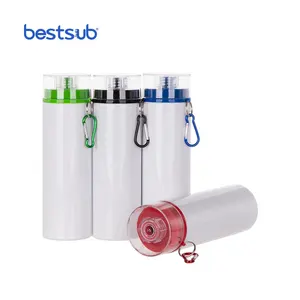 BestSub-botella de agua personalizada para sublimación, Color blanco, deportiva, de aluminio, con tapa de Color