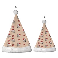 Gorro de Navidad Personalizado con Estampado Completo de Huellas de Perro, Gorro de Santa Claus para Cachorros, OEM ODM, Venta al por Mayor, Gorro de Fiesta para Niños y Familias