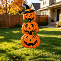 Décorations d'Halloween effrayantes en forme de chapeau de sorcière empilé Jack O'Lantern, directement de l'usine, pour la décoration de jardin et de pelouse