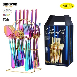 SHOUYUAN OEM/ODM Juego de Vajilla de Acero Inoxidable 1010 de 24 Piezas, Estilo Minimalista, Acabado Espejo, Superventas en <span class=keywords><strong>Amazon</strong></span>, Ideal para Regalo - Product Image 3