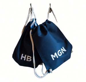 Navy Cotton <b>Drawstring</b> Gym <b>Backpack</b> Bag Personalized Recyclable Packaging for Sports and Shopping - Product Image 1