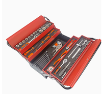Ensemble de 85 outils robustes pour garage et atelier domestique, comprenant un coffret à outils cantilever et un kit de clés à douilles industrielles