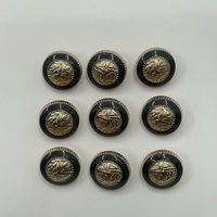 Boutons métalliques bicolores noir et or à motif blé, à bord dentelé, pour vêtements personnalisés, accessoires de couture