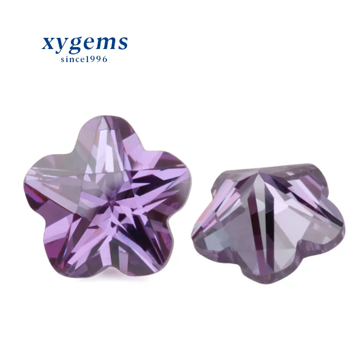 Amethyst color flower cut 5x5mm cz diamond for cz stud earrings