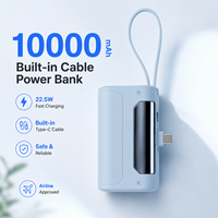 Batterie externe 10000 mAh avec câble Type-C intégré, finition électrolytique, compacte et portable, approuvée par les compagnies aériennes, pour téléphone