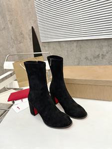 Botines de Invierno para Mujer, Forro de Piel Genuina, Ajuste Delgado, Terciopelo Elástico, Tacón Grueso, Cierre de Cremallera, Material Genuino Antideslizante - Product Image 5