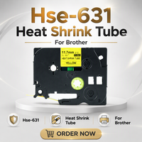 Pita Label kompatibel Tube Heat Shrink untuk saudara 9mm Hse-631 Hs631 Hse631 hitam pada kuning pita Printer pita Label 12mm * 1.5m