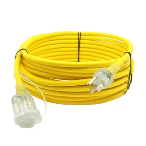 Heavy duty ul listado ao ar livre cabo de extensão amarelo 14 awg 3c, ótimo para uso comercial, jardinagem e grandes aparelhos