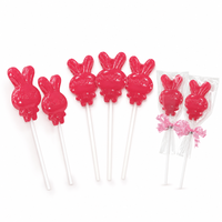 Sucette Lapin de Pâques Rose en forme de lapin, bonbon dur emballé individuellement avec nœud, idéal pour panier de Pâques, bonbons pour fête de printemps pour enfants