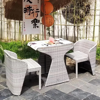 Ensemble de table et chaises en rotin Ulandy moderne pour l'extérieur, idéal pour les hôtels, les cours, les terrasses, les balcons, avec rangement, imperméable et durable