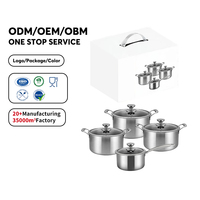 Ensemble de casseroles à soupe en acier inoxydable tri-couches antiadhésives pour la cuisine, ensemble de casseroles en acier inoxydable non toxique pour la cuisson avec couvercle