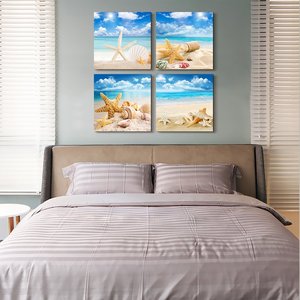 4 cái/bộ hiện đại biển bãi biển vỏ sao biển không Khung vải in hình ảnh tường bức tranh nghệ thuật trên vải - Product Image 3