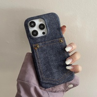 Étui de téléphone portable en jean de luxe rétro style Ins pour femme avec porte-cartes pour iPhone 17 16 15 Pro Max