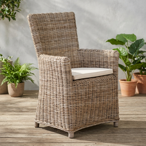 Impresionantes Sillas de Comedor Modernas Minimalistas de Ratán Natural Kubu en Color Gris Lavado, Muebles para el Hogar Tejidos a Mano de Alta Calidad - Product Image 2