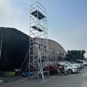 แท่นนั่งร้านแบบเคลื่อนที่ทำจากอลูมิเนียมความสูง8เมตรพร้อมล้อละหุ่งขนาด8นิ้ว - Product Image 1