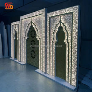 SMOOTH Muslim Style Acrylic Luxurious Durable Golden Lights Art Carving Arch Wedding Event <b>Backdrop</b> - Product Image 6