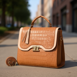 Bolso de Mano de Piel Sintética para Mujer Fana Belen M3823 Color Camel, Bolso Tote con una Correa y Cierre de Hebilla para Uso Diario - Product Image 2