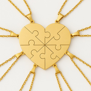 Collier en acier inoxydable en forme de cœur à assembler soi-même pour femmes, bijou d'amitié pour groupe, avec 2/3/4/5/6/7/8 cœurs séparés, idéal pour les meilleures amies - Product Image 4
