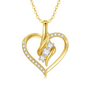 14K <b>Solid</b> <b>Gold</b> Heart Necklace for Women,Yellow <b>Gold</b> 0.55 Carat(CTTW) Moissanite Infinity Heart <b>Pendant</b> Necklaces Anniversary - Product Image 1