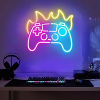 Letrero Luminoso LED con Forma de Mando de Videojuegos, Control Remoto con Regulador de Intensidad, Tamaño/Color Personalizable, Decoración de Pared para Sala de Juegos