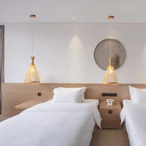 โคมไฟระย้าไม้ไผ่ทรงกลม E27 แหล่งกำเนิดแสง LED สำหรับห้องน้ำชา สไตล์เซน ห้องนั่งเล่น โรงแรม เกสต์เฮาส์ - Product Image 4