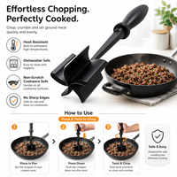 Hachoir à viande premium 5 lames, pilon manuel pour hacher le bœuf, ustensile de cuisine résistant à la chaleur pour OEM