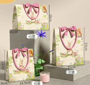 DAMAI Wholesale <b>Easter</b> Decor Carrot Bunny Gift <b>Bags</b> Custom Fairy Forest Design Paper <b>Bags</b> for Souvenir Personalized Party Favors - Product Image 1