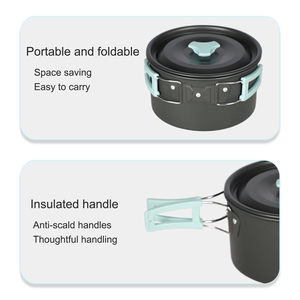 Cuisinière d'extérieur légère Vaisselle de camping pratique 2-3 personnes Pot de pique-nique Théière Combinaison pour voyage et cuisine en plein air - Product Image 4
