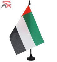 Drapeau de cadeau promotionnel en gros Émirats arabes unis Émirats arabes unis drapeau de table drapeau de bureau avec base et mât
