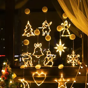 울부짖는 창 매달려 빛 축제 휴일 LED 눈송이 크리스마스 트리 벨 크리스마스 조명