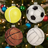 Ballons de sport en verre, football, volley-ball, basketball, tennis, décorations de Noël à suspendre, artisanat en verre fait main, cadeaux personnalisés