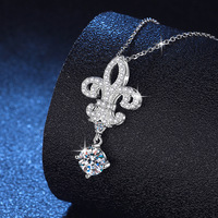 Collier pendentif croix iris en argent sterling S925 pour femme, plaqué or, avec moissanite de 1 carat de haute qualité couleur D