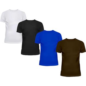T-shirt pour homme en coton mélangé, manches courtes, respirant, coupe ajustée, chemise décontractée, lot multiple - Product Image 1