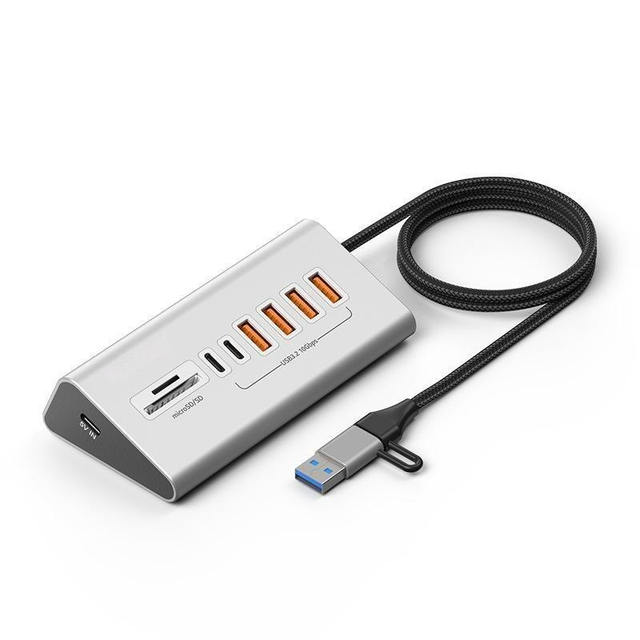 SYONG  8-in-1 USB-C Hub-10Gbps USB 3.2 Gen 2, 4*USB-A, 2*USB-C, SD/TF Card Reader,High-Speed USB-C/USB-A Adapter, Aluminum Shell
