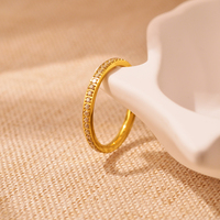 Cincin Jari Minimalis Geometris Berlapis Emas 18K PVD Stainless Steel Anti-Kusam yang Trendy dengan Zirkon untuk Perhiasan Wanita.