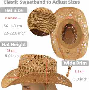 Sombrero de Vaquero de Piel Melesh para Mujer y Hombre con Ala Ancha Moldeable para Sol y Playa Estilo Western - Product Image 4