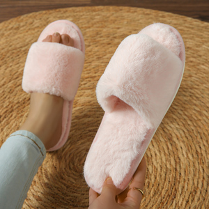 Đế dép nữ trong nhà, chất liệu bông mềm mại, thoáng khí, kiểu dáng xù, đế cao, mùa đông, kiểu Mao Mao, bán buôn cho thị trường Châu Âu - Product Image 5