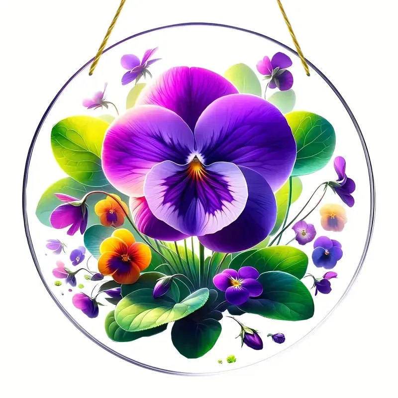 RTS Wholesale clear flower acrylic sun catchers, hanging home decorations for walls windows