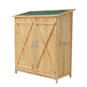 Double-door Wooden <strong>Garden</strong> <strong>Shed</strong> with Internal <strong>Shelving</strong> and Waterproof Roof, W128cm*D50cm*H89cm - Product Image 4