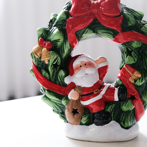 La nuova fabbrica della cina ha portato la luce Mini Santa giaceva sulla ghirlanda di Natale in ceramica di Natale ornamento appeso - Product Image 2