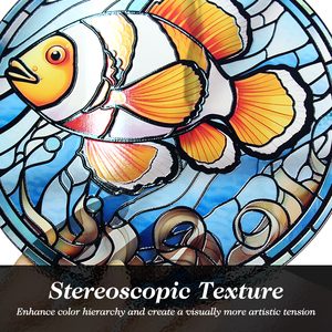 Blue Ocean Clownfish Sun Catcher Waterweed Stain Glass <b>Panel</b> <b>Window</b> Hanging Outdoors Decoration Birthday Gift for Women - Product Image 2