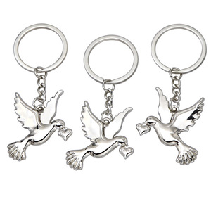 Người bạn món quà Hòa Bình chim bồ câu Keychain động vật chim Keychain kim loại móc chìa khóa xe Túi Chìa khóa mặt dây chuyền hình chim bồ câu Keychain Hòa Bình vòng chìa khóa - Product Image 4
