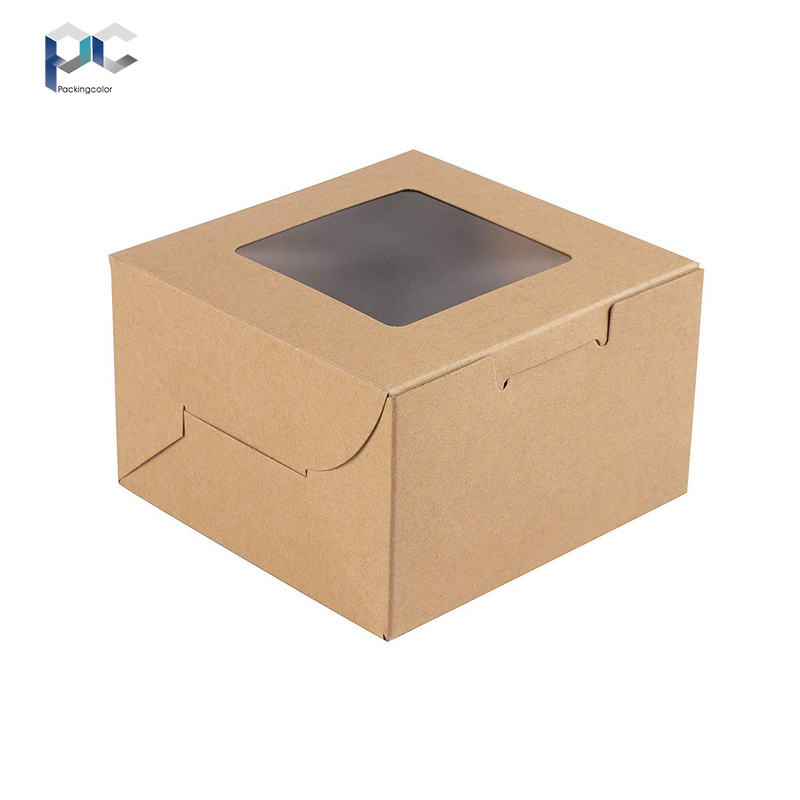 Fabricants en stock boîte à pâtisserie fenêtre d'emballage transfrontalier pour gâteau dessert carton blanc carton kraft