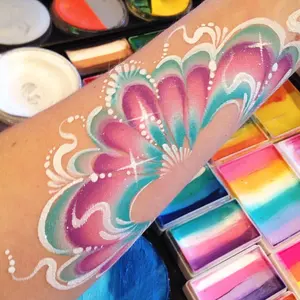Vernice per il viso professionale attivata dall'acqua pittura per torta divisa arcobaleno pittura per il corpo del viso