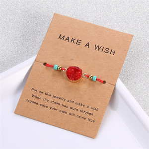 สร้อยข้อมือเชือกเคลือบขี้ผึ้ง6สีสำหรับผู้หญิงผู้ชาย,ทำด้วยมือบัตร <span class=keywords><strong>Wish</strong></span> Charm ลูกปัดสแตนเลส - Product Image 3